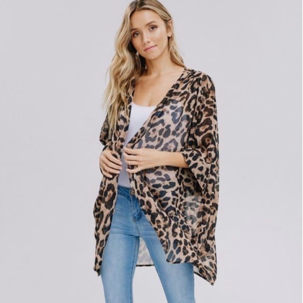 NWT Sheer Leopard Tunic Kimono